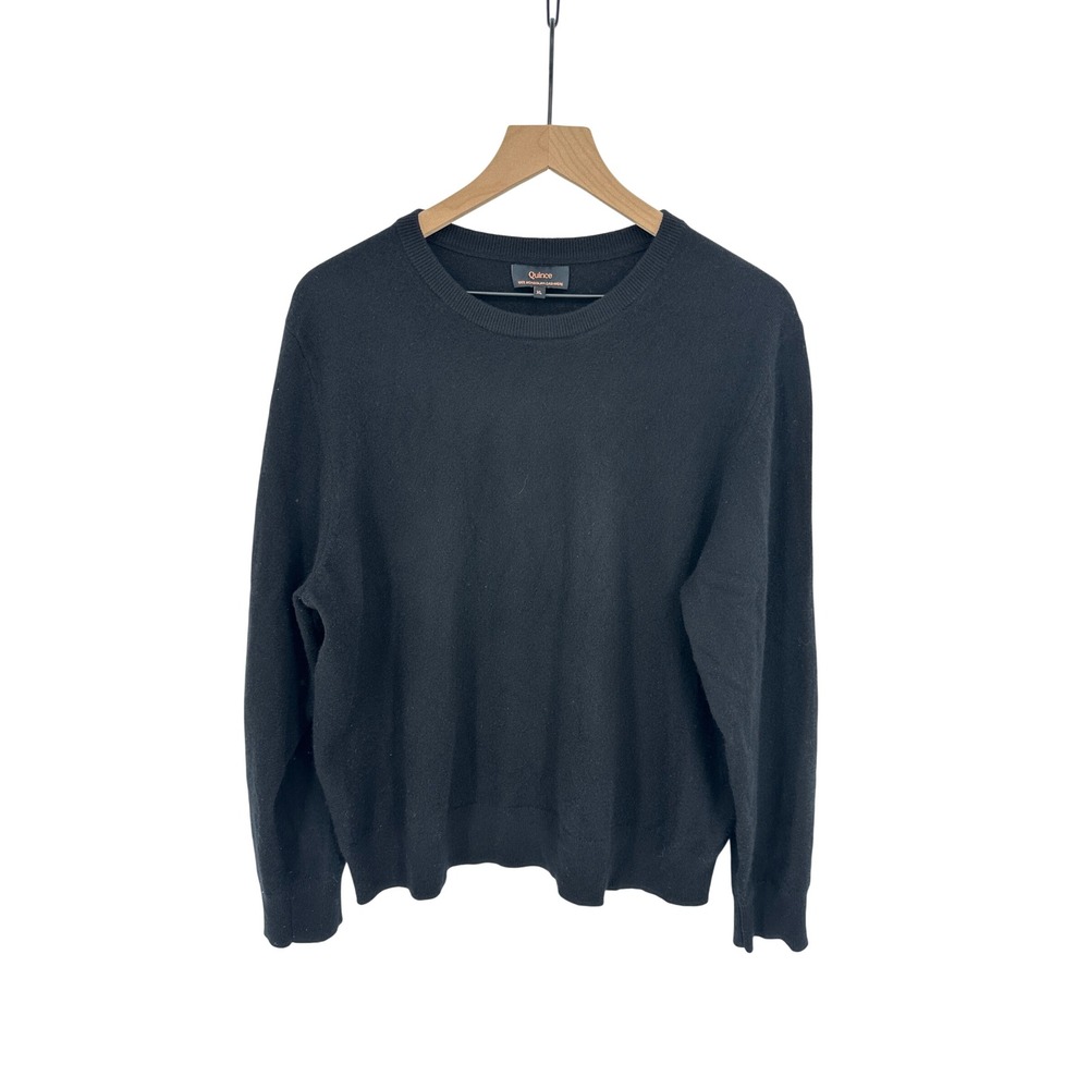 Quince Sweater Womens XL Black Mongolian Cashmere Crewneck Long Sleeve Solid